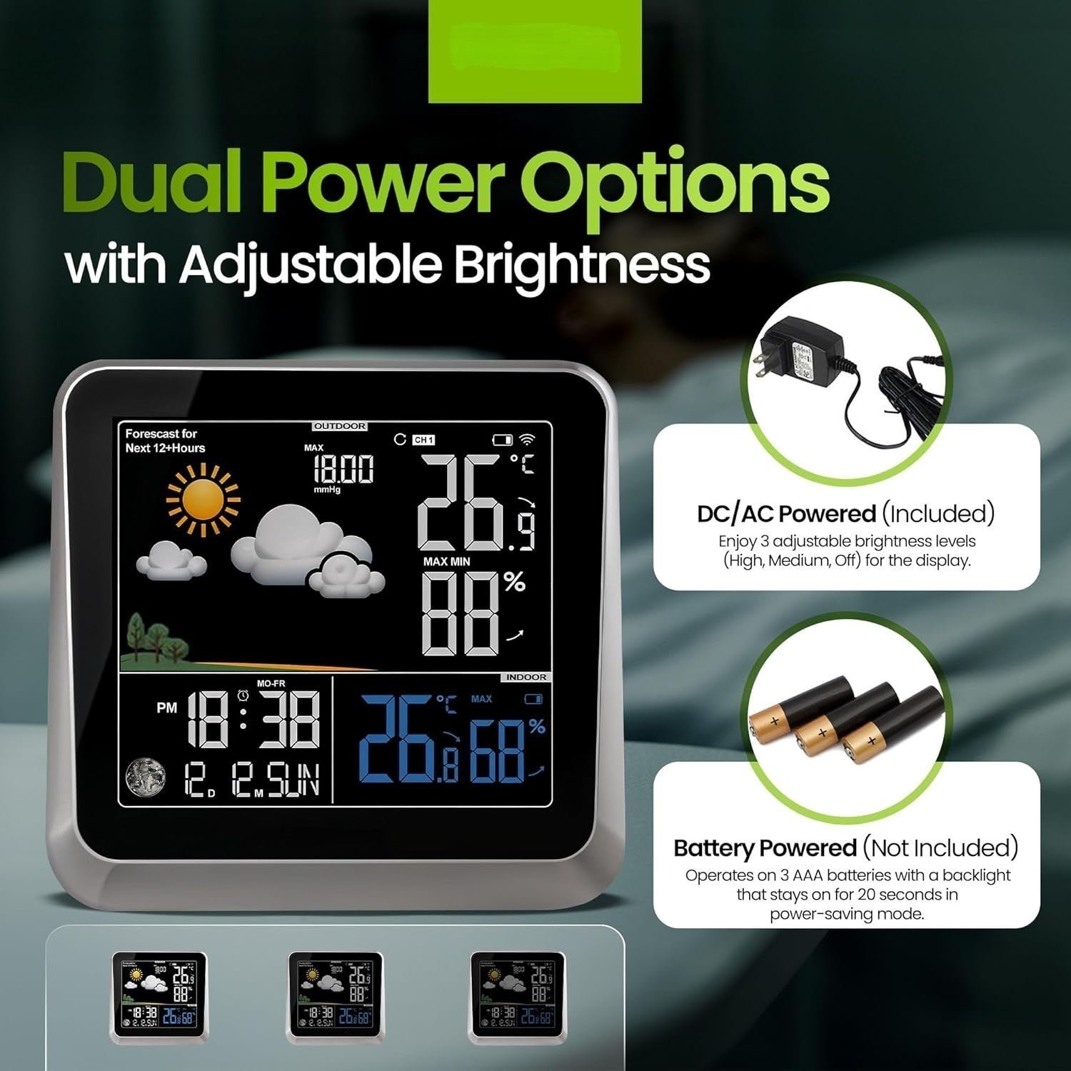 Home Weather Station & Indoor/Outdoor Thermometer Wireless – Weather Forecast, Barometer & Moon Phase Display